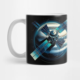 Orbital Vanguard | Geometric Satellite Design Tee | Cosmic Explorer Mug